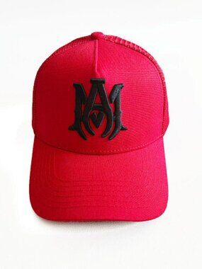 AMIRI Red Trucker Cap with Black Embroidered Logo